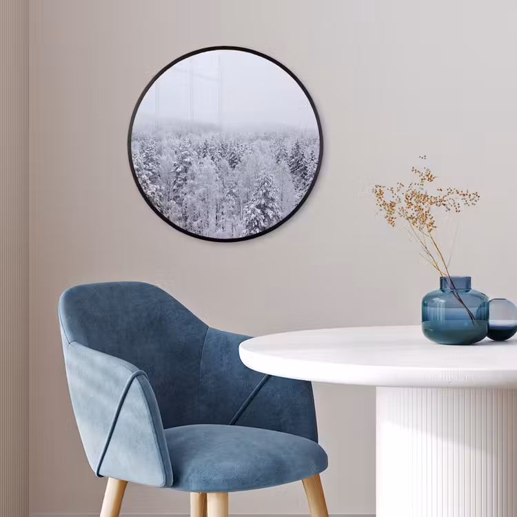 Ronde fotolijst - Bos - Sneeuw - Winter - Natuur - Wit — 4