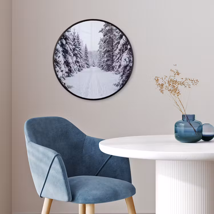 Ronde fotolijst - Bos - Winter - Sneeuw - Pad - Natuur — 4