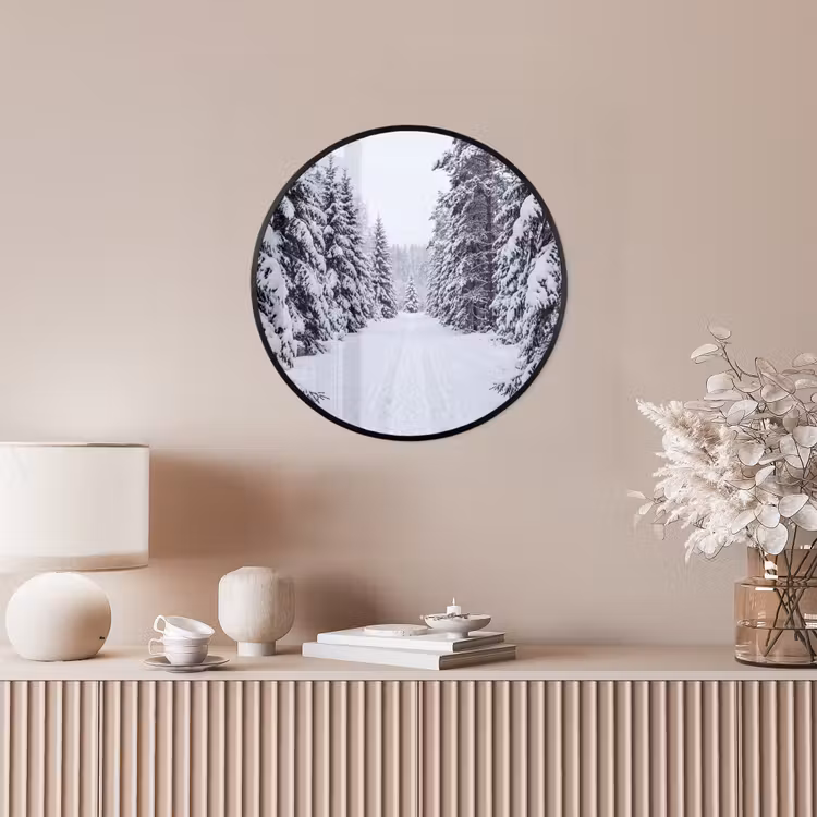 Ronde fotolijst - Bos - Winter - Sneeuw - Pad - Natuur — 5