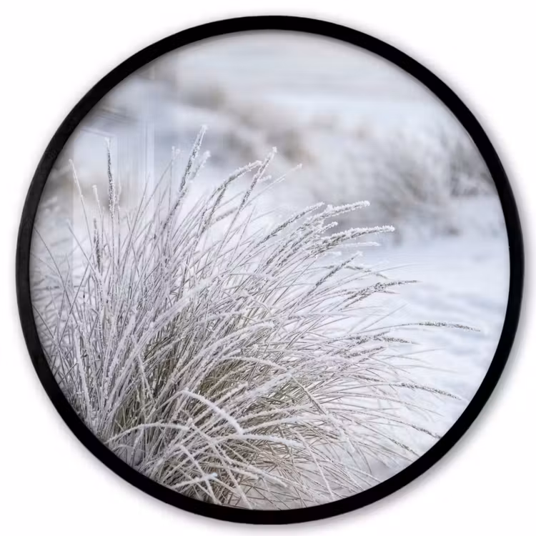 Ronde fotolijst - Duinen - Sneeuw - Strand - Winter - Serene — 1