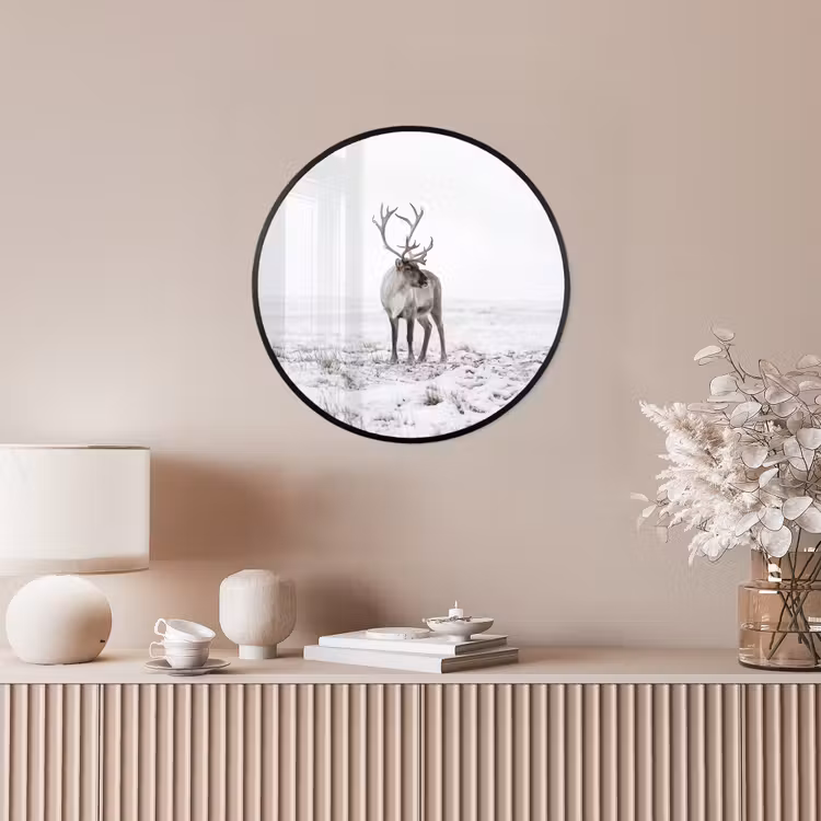 Ronde fotolijst - Rendier - Gewei - Sneeuw - Winter — 5