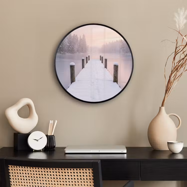 Ronde fotolijst - Steiger - Meer - Mist - Winter - Serene — 3