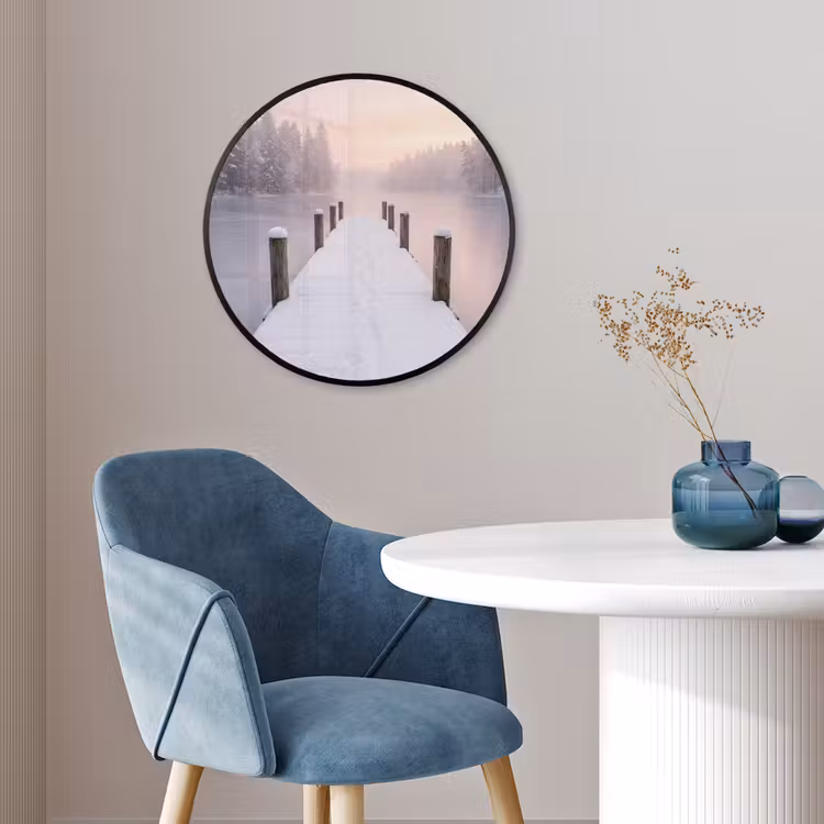 Ronde fotolijst - Steiger - Meer - Mist - Winter - Serene — 4