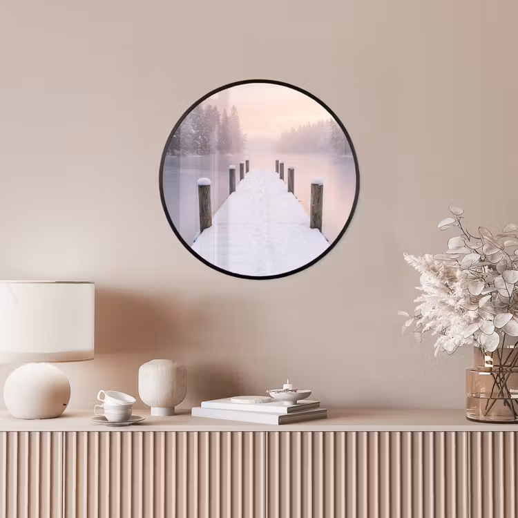 Ronde fotolijst - Steiger - Meer - Mist - Winter - Serene — 5