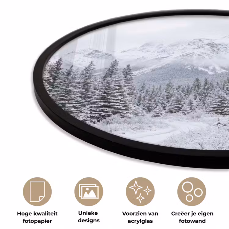 Ronde fotolijst - Weg - Bergen - Sneeuw - Naaldbos - Avontuurlijk — 2