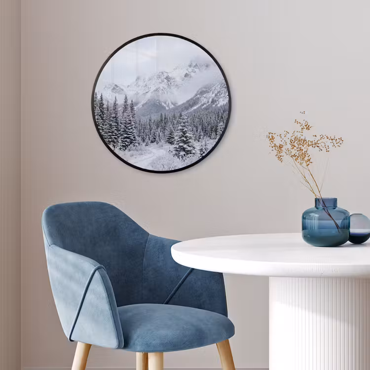Ronde fotolijst - Weg - Bergen - Sneeuw - Naaldbos - Avontuurlijk — 4