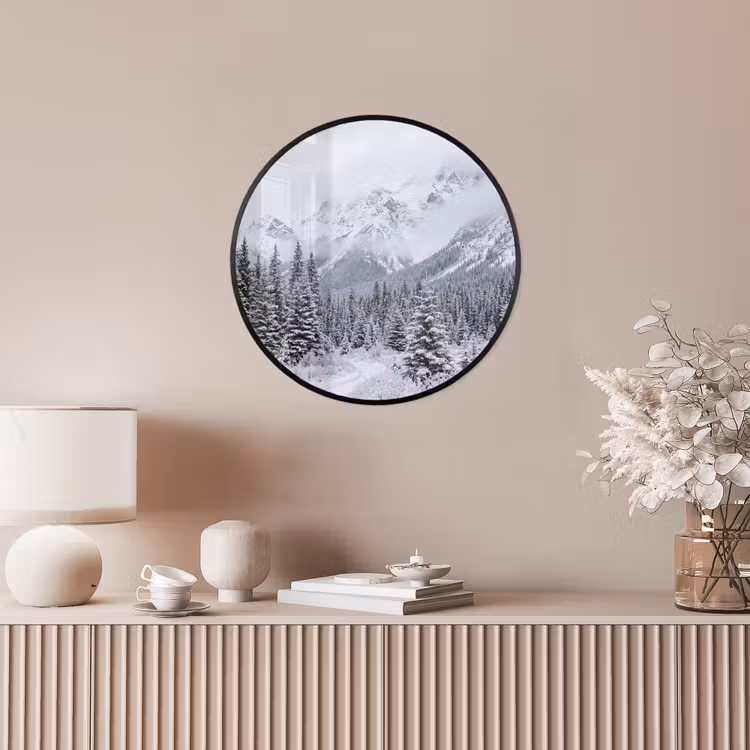Ronde fotolijst - Weg - Bergen - Sneeuw - Naaldbos - Avontuurlijk — 5