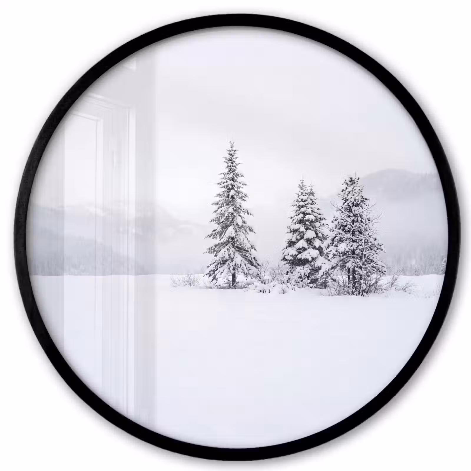 Ronde fotolijst - Fijnsparren - Sneeuw - Winter - Landschap - Stilte — 1