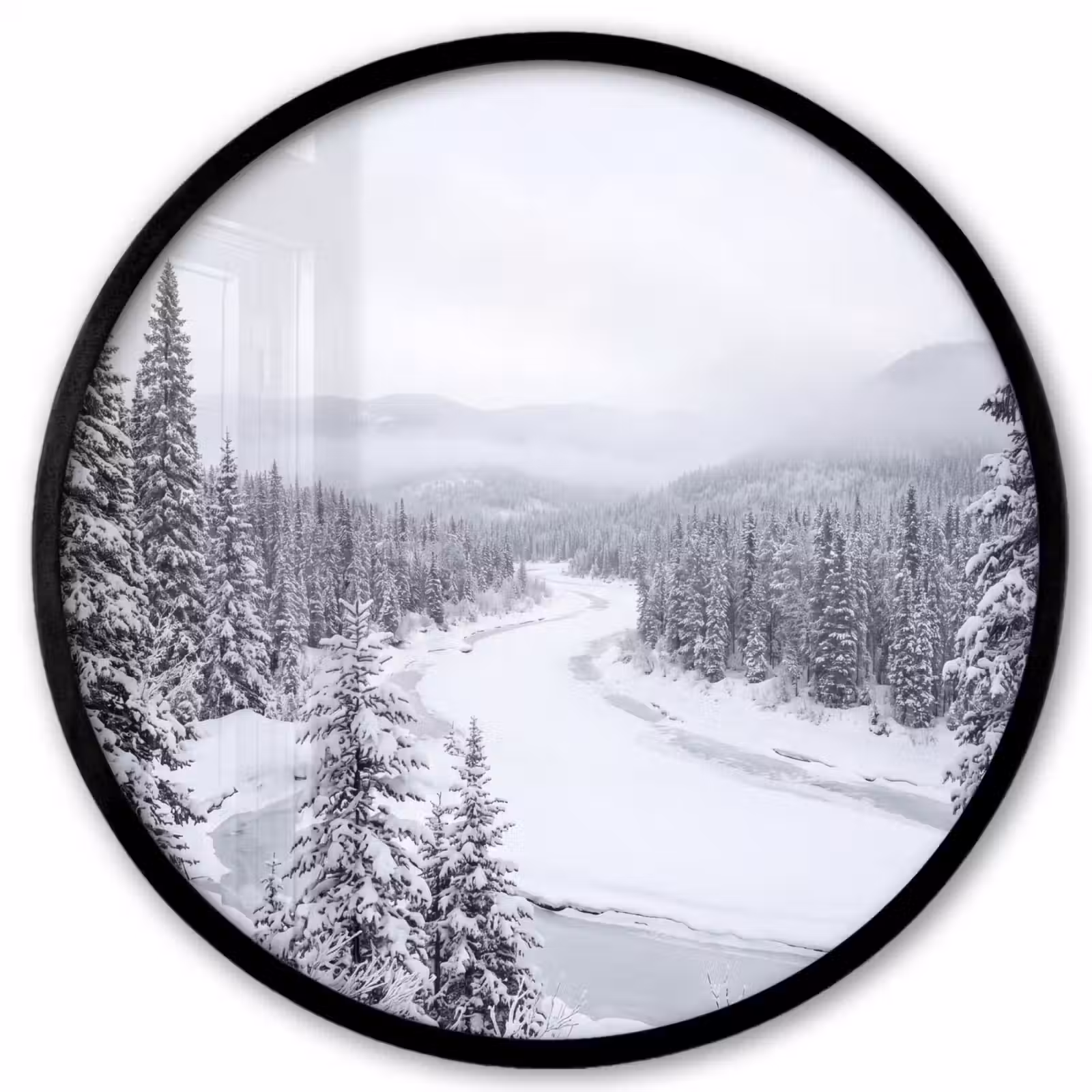 Ronde fotolijst - Rivier - Bevroren - Landschap - Winter — 1