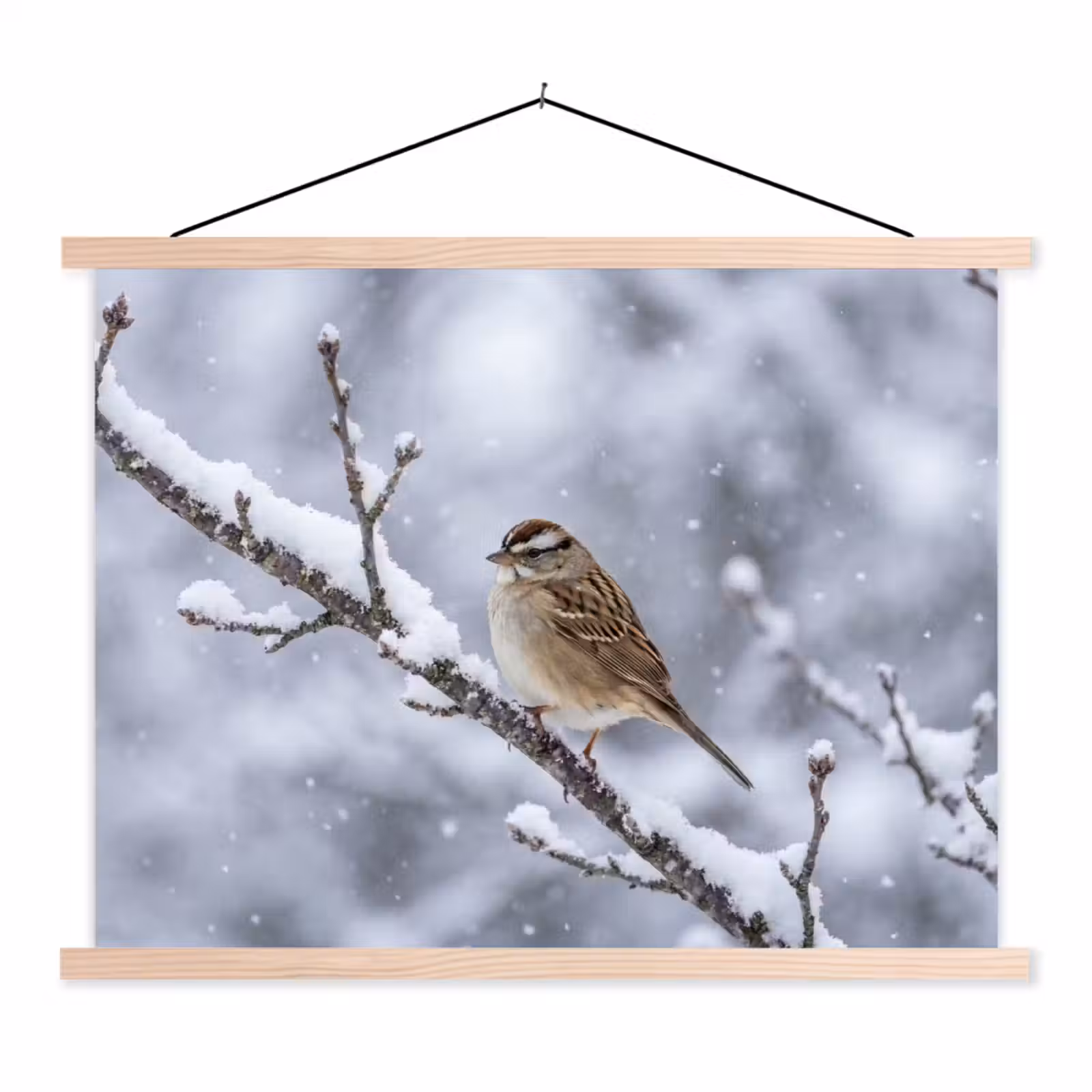Schoolplaat - Vogel - Tak - Sneeuw - Winter — 1