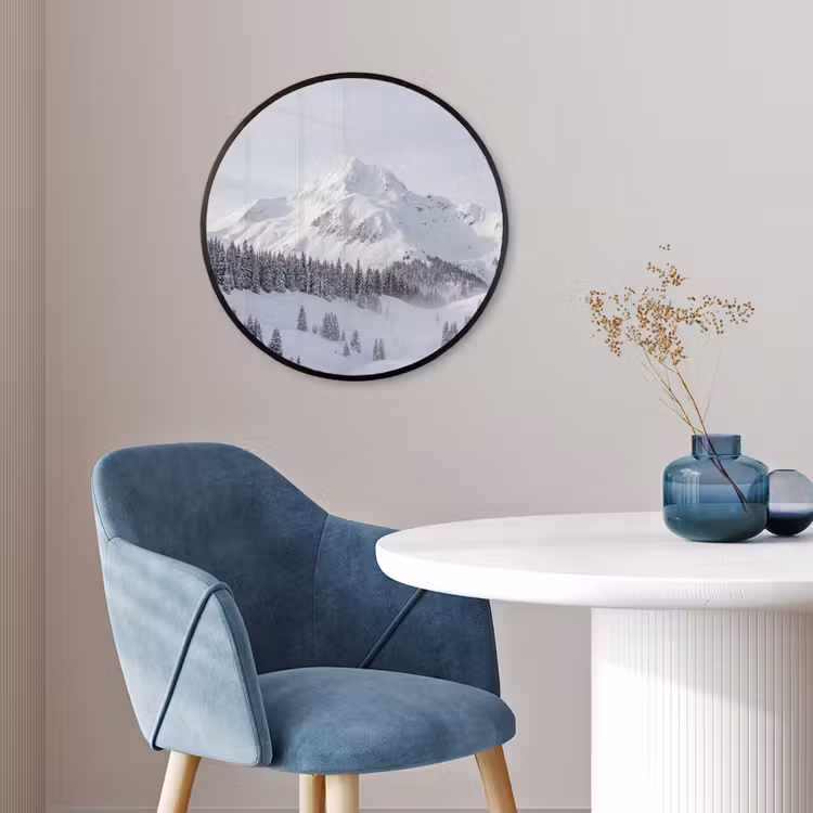 Ronde fotolijst - Berg - Sneeuw - Winter - Natuur - Wit — 4