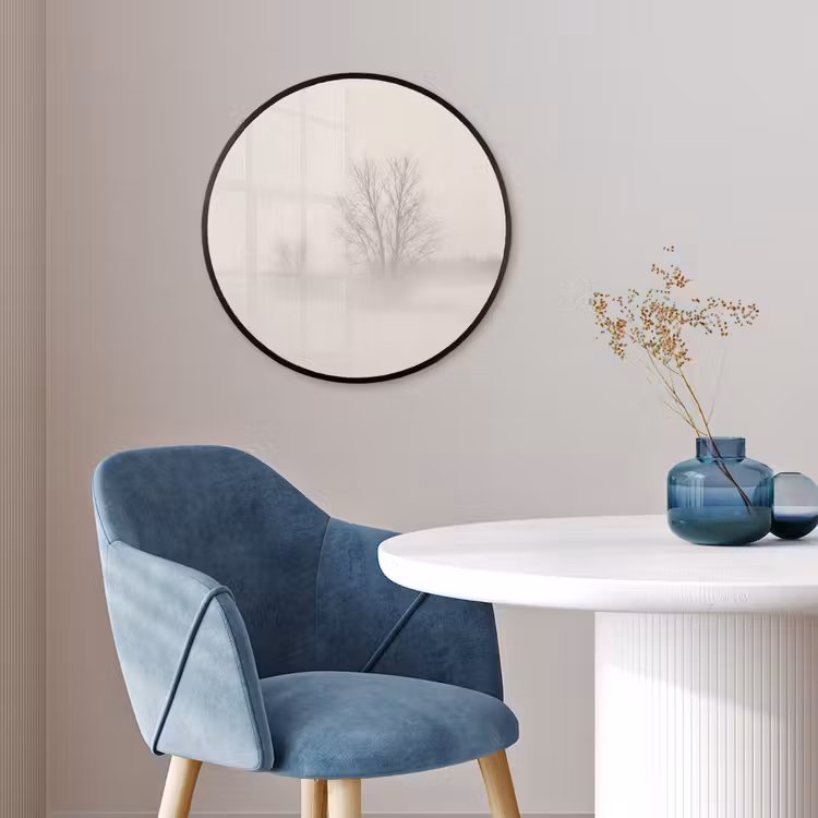 Ronde fotolijst - Boom - Mist - Sneeuw - Winter - Minimalistisch — 4