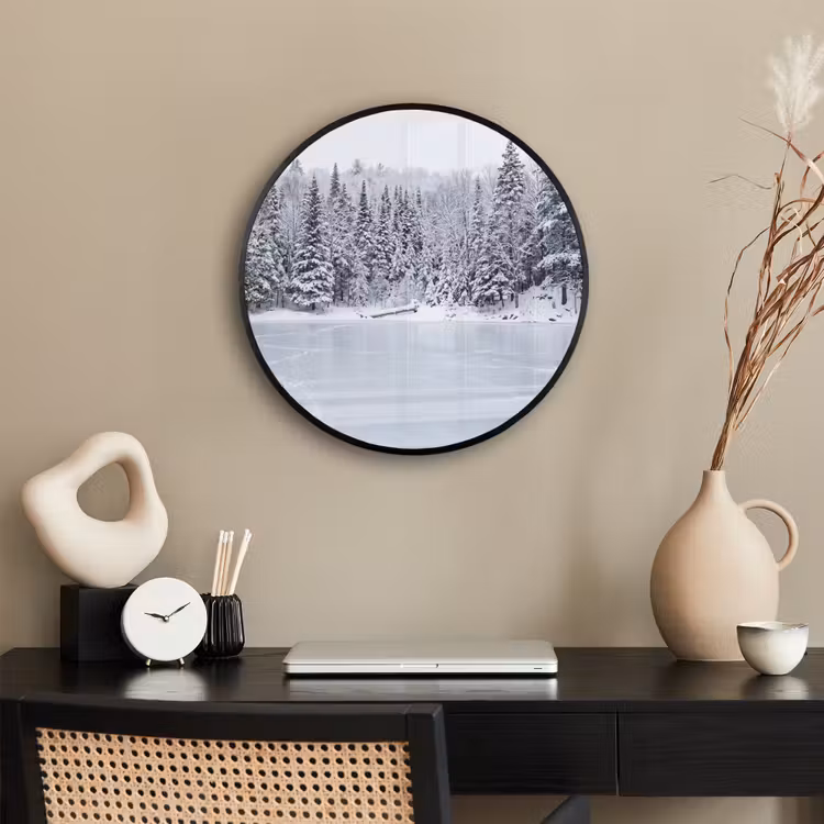 Ronde fotolijst - Meer - Dennen - IJs - Winter - Rustgevend — 3