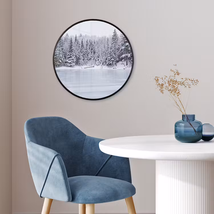 Ronde fotolijst - Meer - Dennen - IJs - Winter - Rustgevend — 4