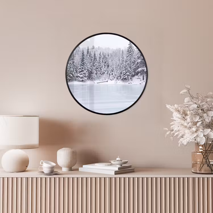 Ronde fotolijst - Meer - Dennen - IJs - Winter - Rustgevend — 5