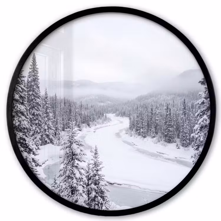Ronde fotolijst - Rivier - Bevroren - Landschap - Winter — 1