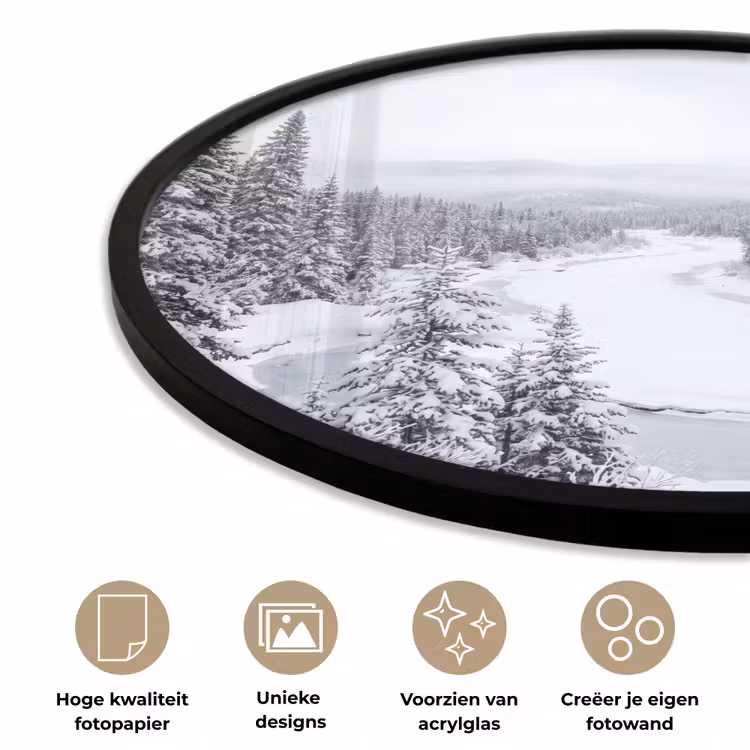 Ronde fotolijst - Rivier - Bevroren - Landschap - Winter — 2