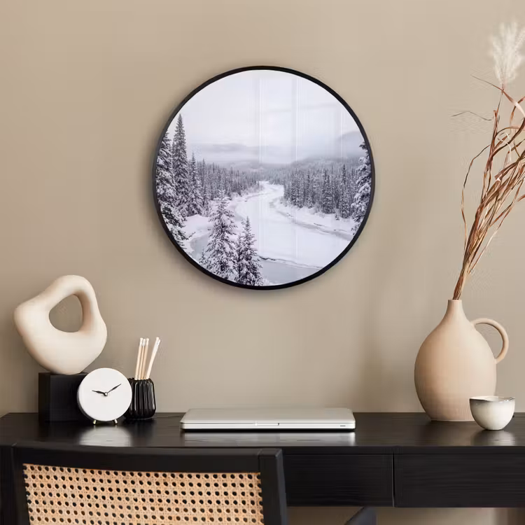 Ronde fotolijst - Rivier - Bevroren - Landschap - Winter — 3