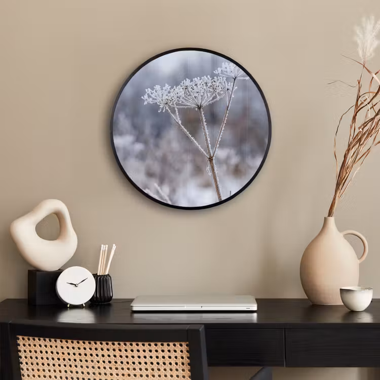 Ronde fotolijst - Schermbloem - Rijp - Kristallen - Winter - Delicaat — 3