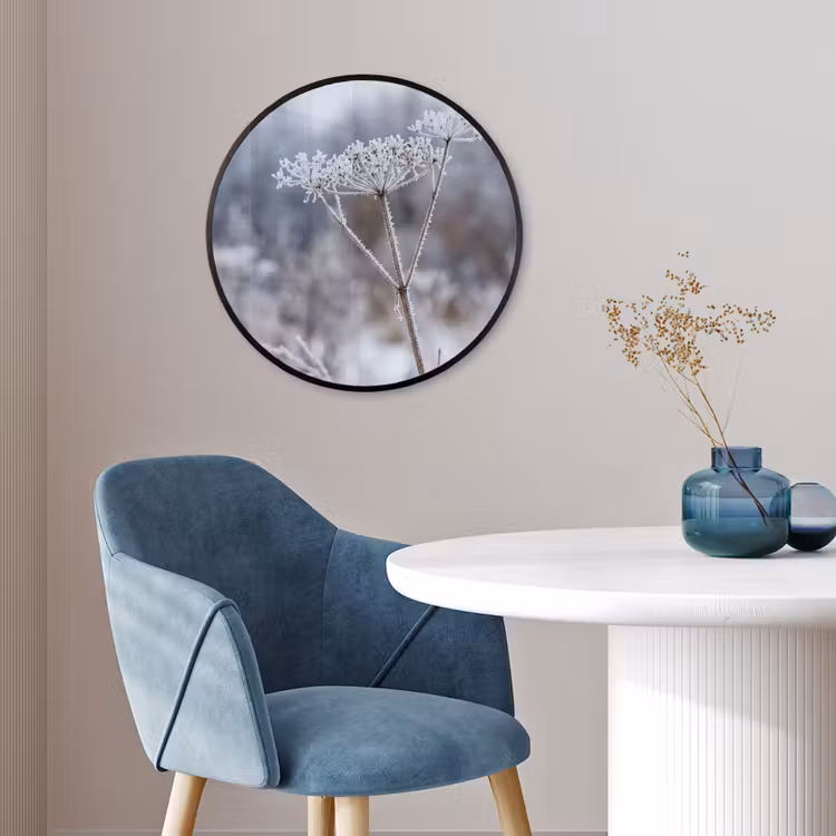 Ronde fotolijst - Schermbloem - Rijp - Kristallen - Winter - Delicaat — 4