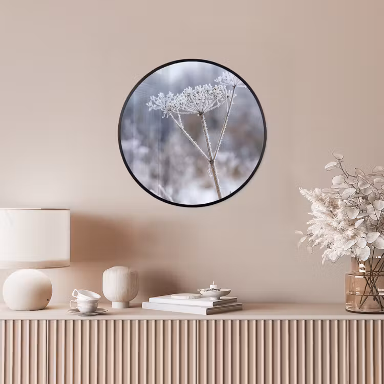 Ronde fotolijst - Schermbloem - Rijp - Kristallen - Winter - Delicaat — 5