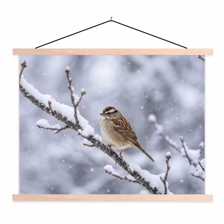 Schoolplaat - Vogel - Tak - Sneeuw - Winter — 1
