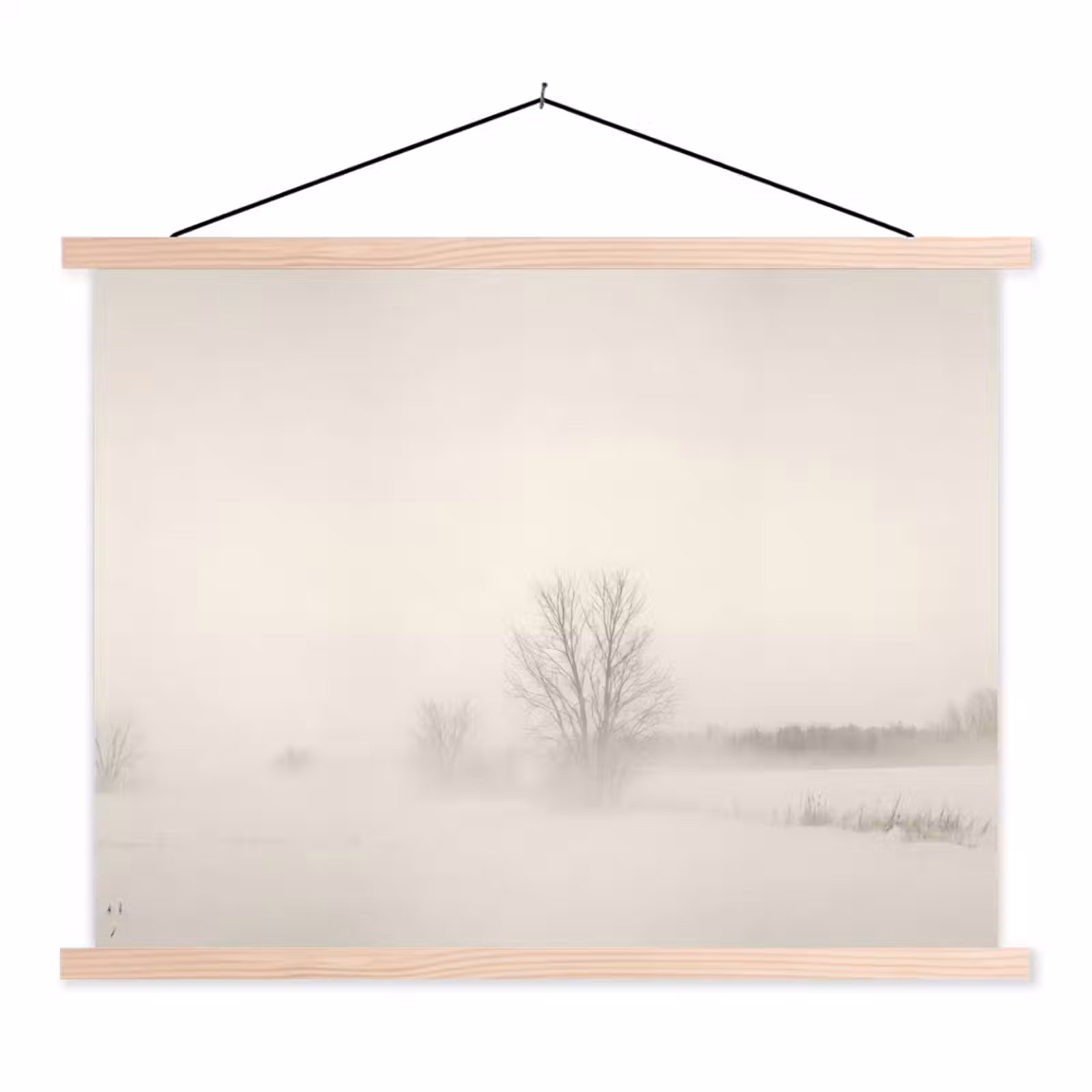 Schoolplaat - Boom - Mist - Sneeuw - Winter - Minimalistisch — 1