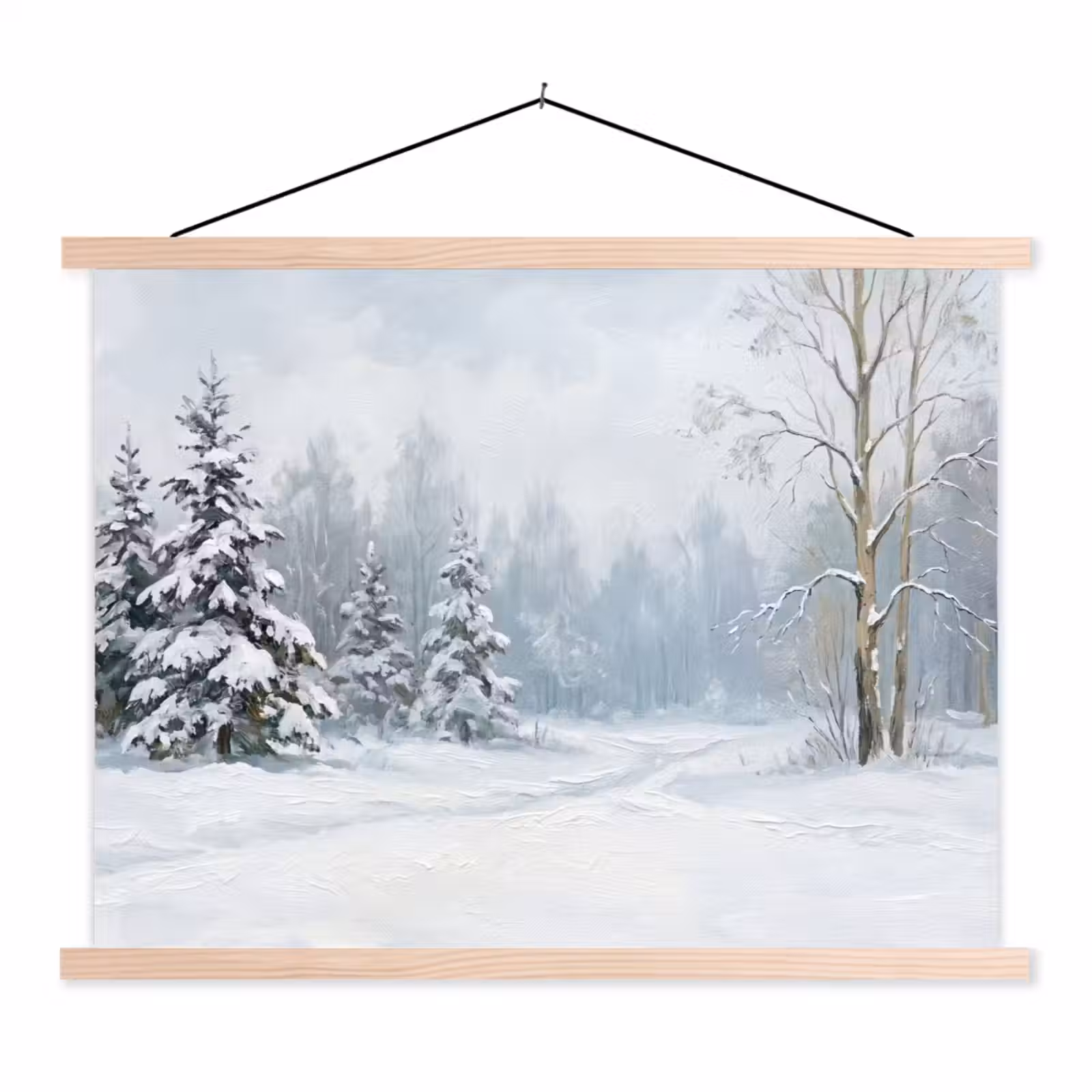 Schoolplaat - Bospad - Dennen - Sneeuw - Winter - Rustgevend — 1