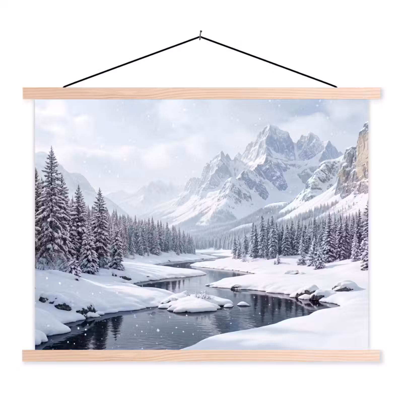 Schoolplaat - Sneeuwlandschap - Bergen - Rivier - Winter — 1
