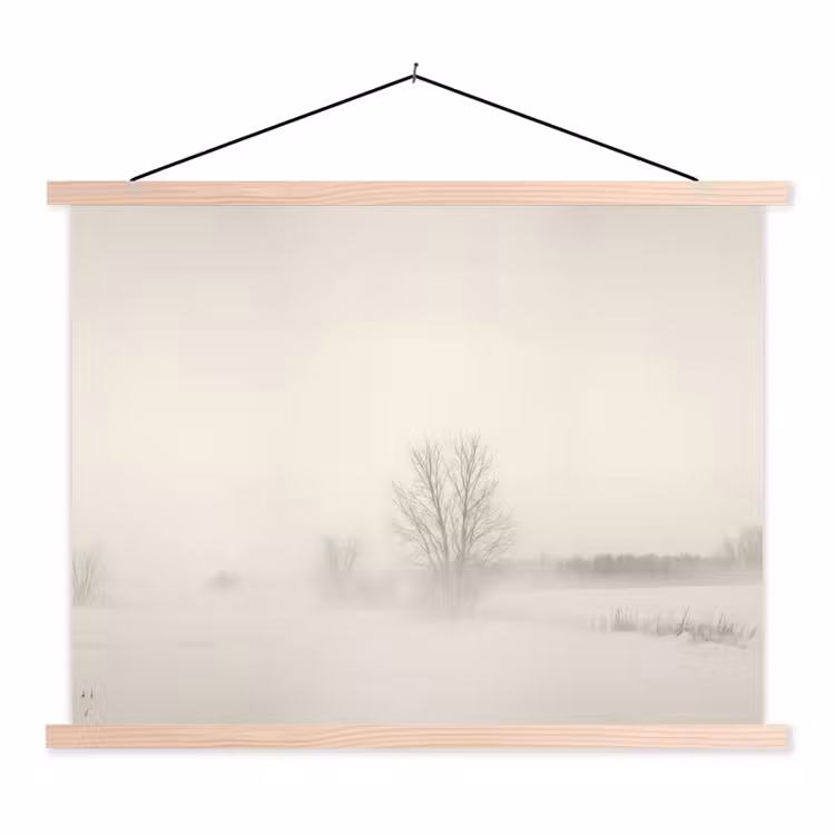 Schoolplaat - Boom - Mist - Sneeuw - Winter - Minimalistisch — 1
