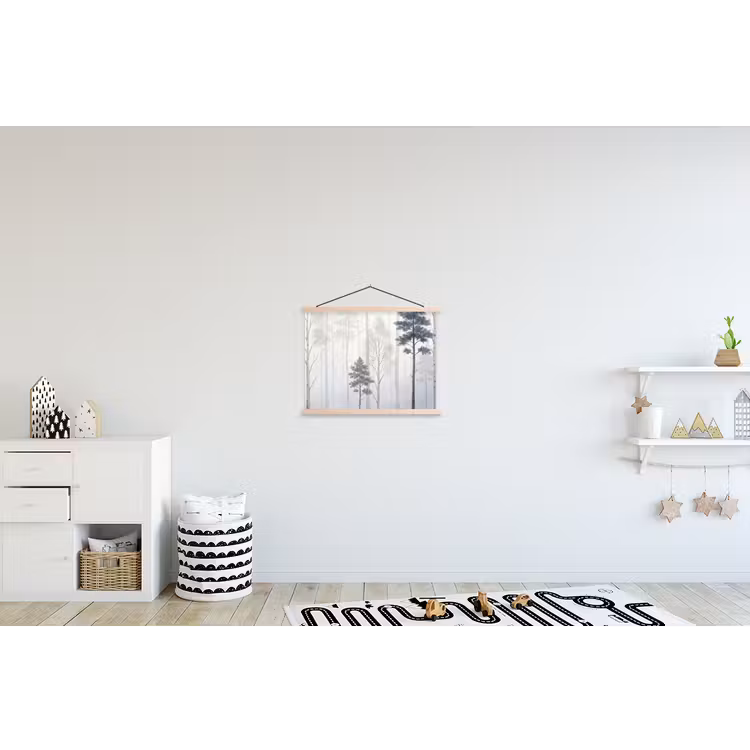 Schoolplaat - Bos - Bomen - Mist - Natuur - Illustratie - Grijs — 3