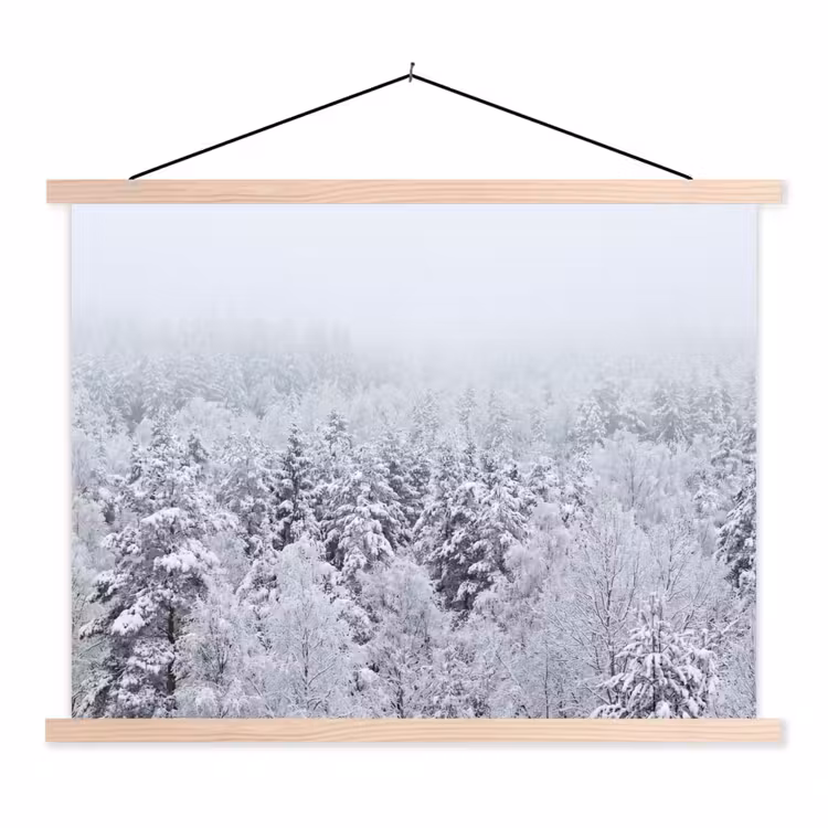 Schoolplaat - Bos - Sneeuw - Winter - Natuur - Wit — 1