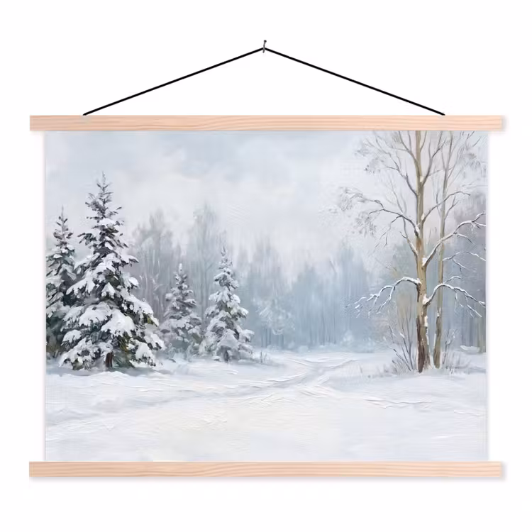 Schoolplaat - Bospad - Dennen - Sneeuw - Winter - Rustgevend — 1