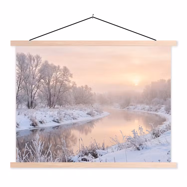 Schoolplaat - Rivier - Winter - Landschap - Sneeuw - Zonsopgang — 1