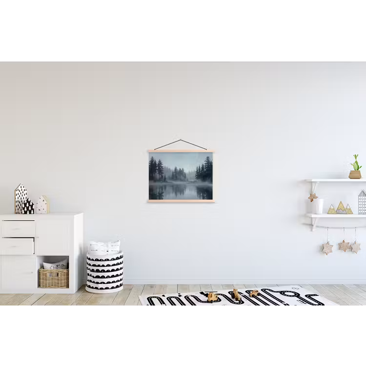 Schoolplaat - Bos - Meer - Mist - Natuur - Grijs — 3