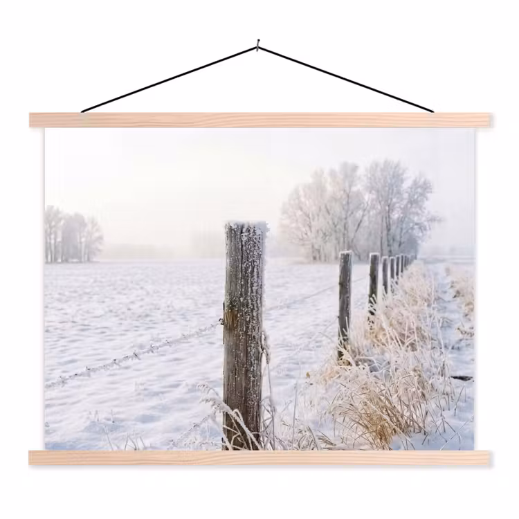 Schoolplaat - Hek - Sneeuw - Mist - Platteland - Nostalgisch — 1
