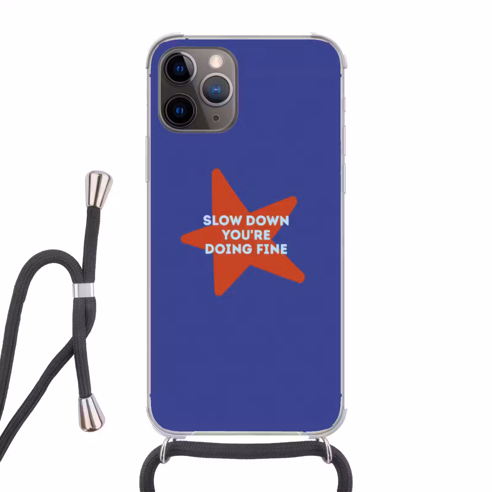 Telefoonhoesje met koord - Slow down you're doing fine - Ster - Blauw — 1