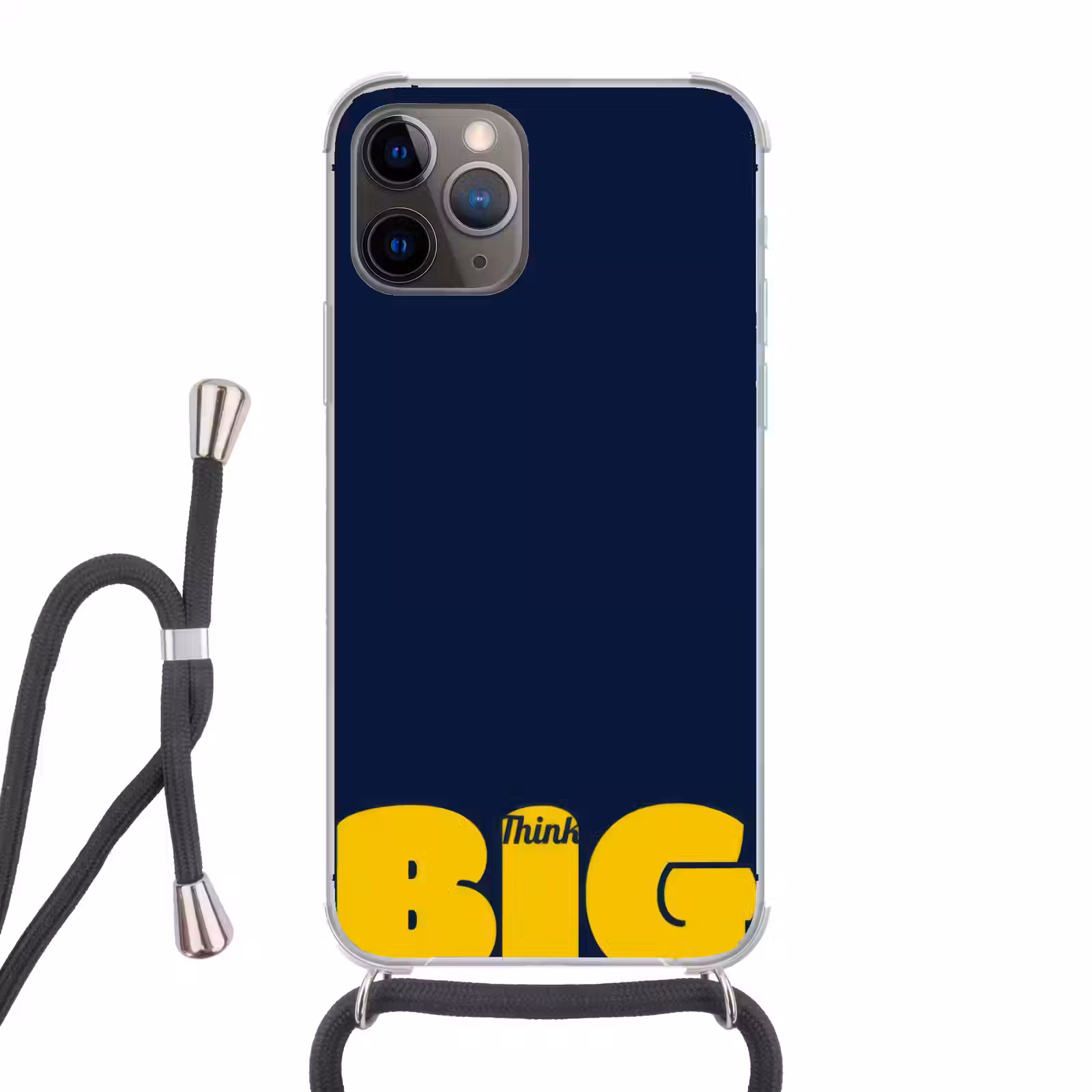 Telefoonhoesje met koord - Think big - Blauw - Geel — 1