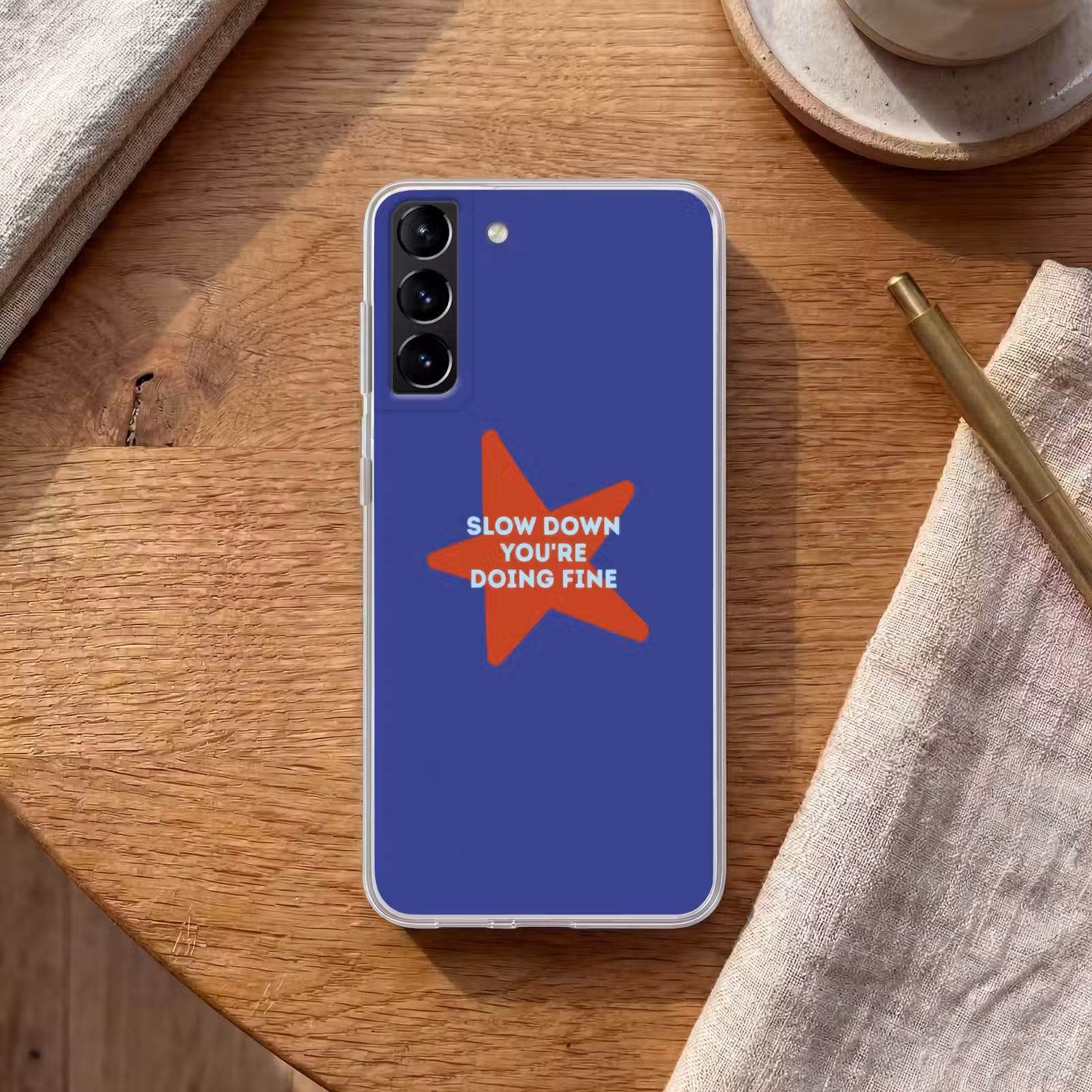 Telefoonhoesje Softcase - Slow down you're doing fine - Ster - Blauw — 1