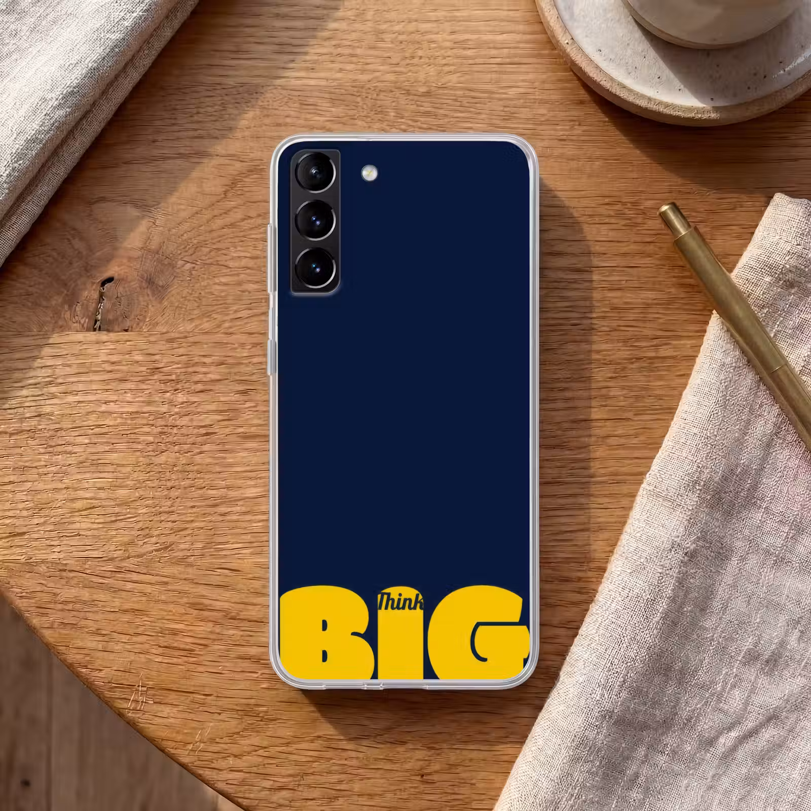 Telefoonhoesje Softcase - Think big - Blauw - Geel — 1