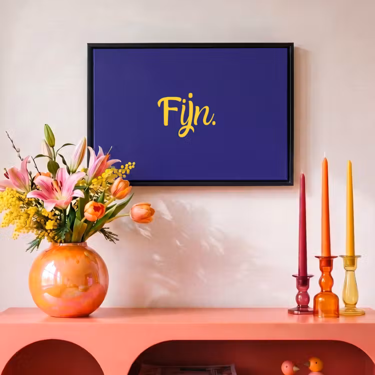 Canvas met lijst - Blauw - Geel - Fijn — 4