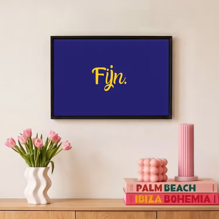 Canvas met lijst - Blauw - Geel - Fijn — 8