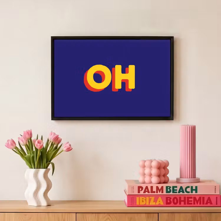 Canvas met lijst - Blauw - Geel - OH - Schaduw — 8