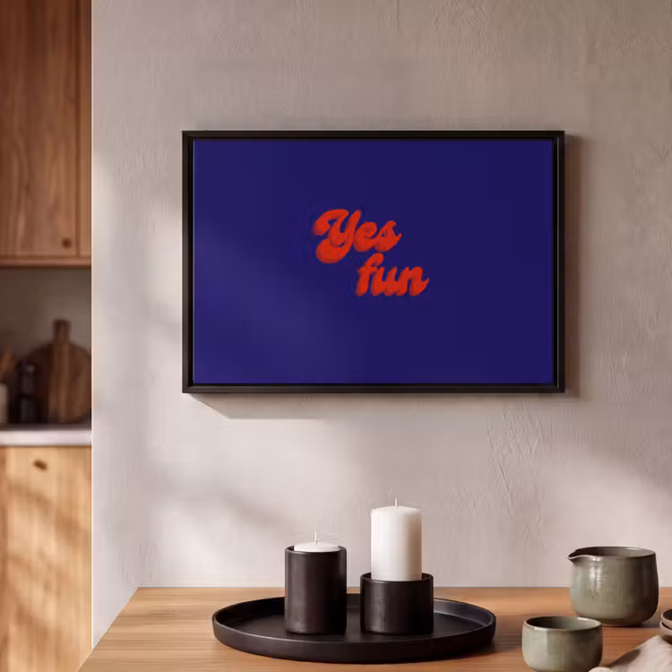 Canvas met lijst - Blauw - Rood - Yes fun - 3D — 2