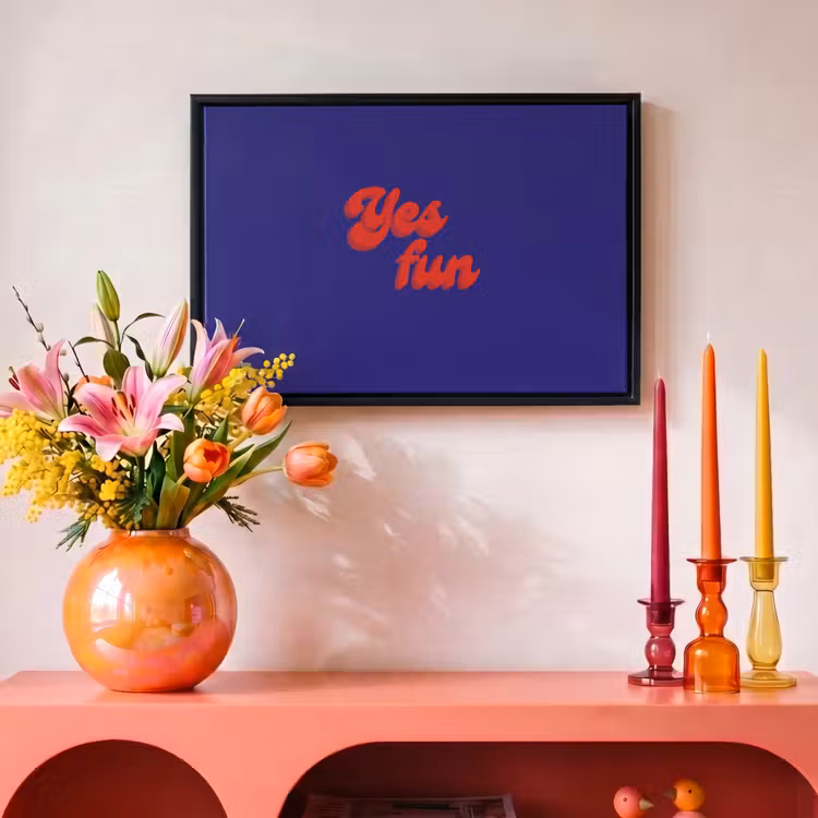 Canvas met lijst - Blauw - Rood - Yes fun - 3D — 4