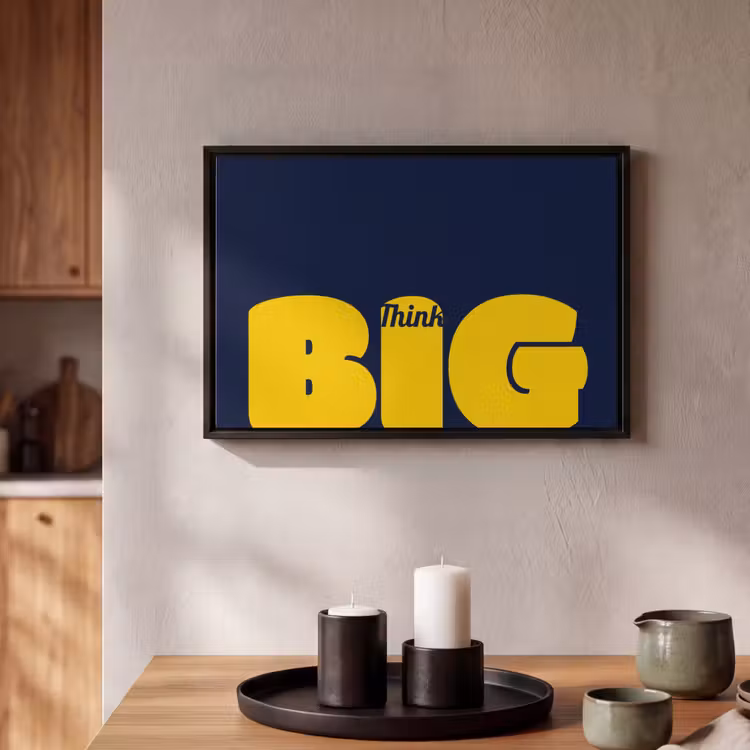 Canvas met lijst - Think big - Blauw - Geel — 2