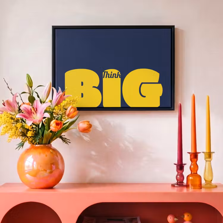 Canvas met lijst - Think big - Blauw - Geel — 4