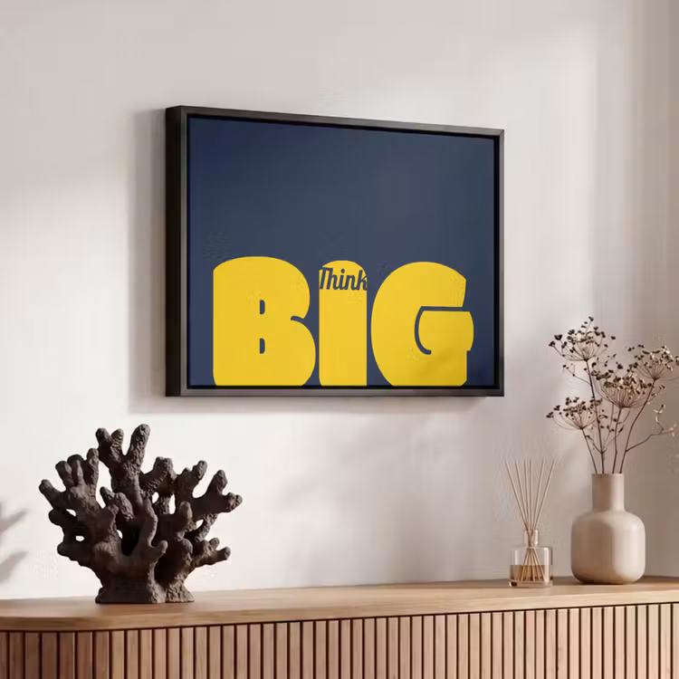 Canvas met lijst - Think big - Blauw - Geel — 6