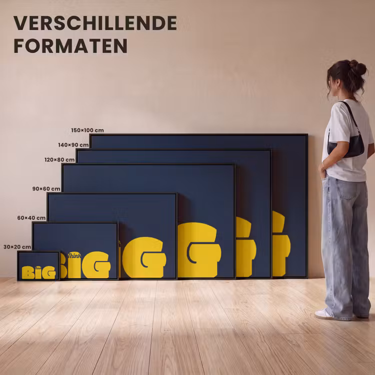 Canvas met lijst - Think big - Blauw - Geel — 7