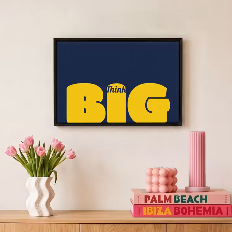 Canvas met lijst - Think big - Blauw - Geel — 8